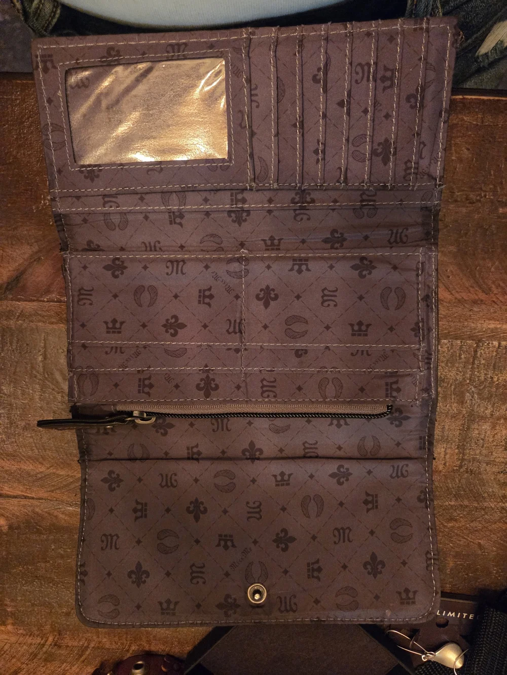 Miss Me Black Wallet with Gold Underlay and Studs
